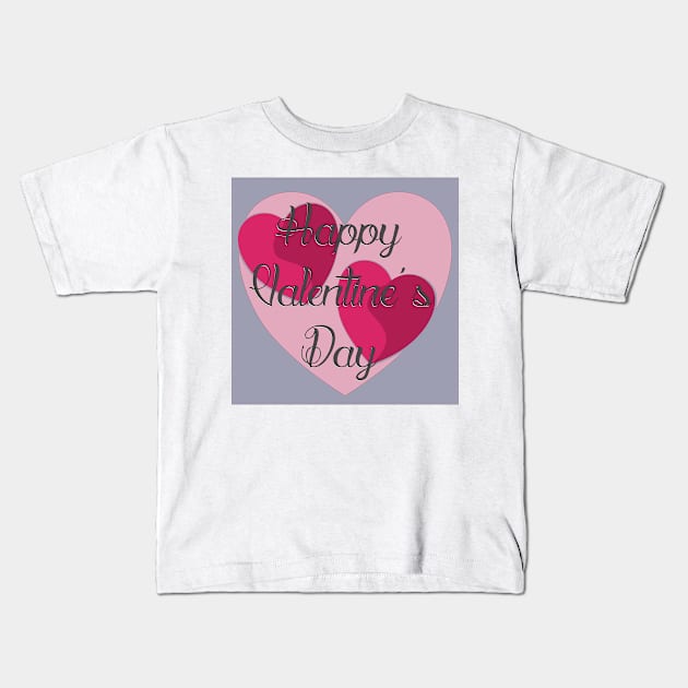 Happy Valentine's day greeting card with hearts background. Kids T-Shirt by ikshvaku